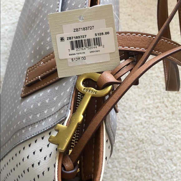 ❤️ Fossil Grey / White shoulder bag / tote NWT - Picture 4 of 8